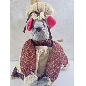 Vintage Primitive Mouse Doll Handcrafted Folk Art Country Farmhouse Decor 12"